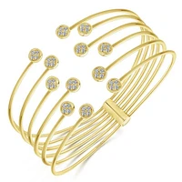 Gabriel & Co. - BG4011Y45JJ - Open 14K Yellow Gold Bangle with Round Pavâ€š Diamond Endcaps | Hannoush Jewelers