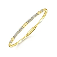 Gabriel & Co. - BG4187-65Y45JJ - 14K Yellow Gold Diamond Bangle with Pyramid Rhombus Stations | Hannoush Jewelers