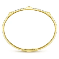 Gabriel & Co. - BG4187-65Y45JJ - 14K Yellow Gold Diamond Bangle with Pyramid Rhombus Stations | Hannoush Jewelers