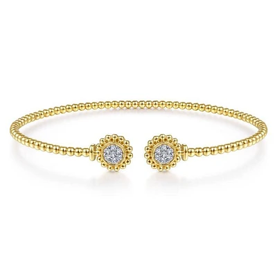 Gabriel & Co. - BG4259-62Y45JJ - 14K Yellow Gold Open Bangle with Pave Diamond Circles | Hannoush Jewelers