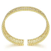 Gabriel & Co. - BG4295-62Y45JJ - Wide 14K Yellow Gold Cage Cuff Bracelet with Diamond Stations | Hannoush Jewelers