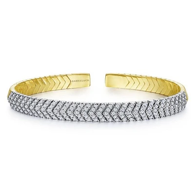 Gabriel & Co. - BG4382-65M45JJ - 14K White-Yellow Gold Diamond Bangle | Hannoush Jewelers