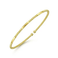 Gabriel & Co. - BG4419-62Y4JJJ - 14K Yellow Gold Bujukan Bead Open Bangle | Hannoush Jewelers