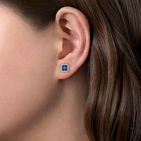 Gabriel & Co. - EG14266W45SA - 14K White Gold Diamond and Sapphire Stud Earrings | Hannoush Jewelers