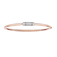 14kt 7" Rose+White Gold Shiny Domed Bangle with Center Element with 0.14ct. Diamond with Box Clasp AUPWBG1100-07 | Hannoush Jewelers