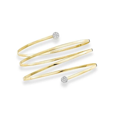 14kt Yellow Gold Wrap-Around Bangle with 0.14ct White Diamond BG2239 | Hannoush Jewelers