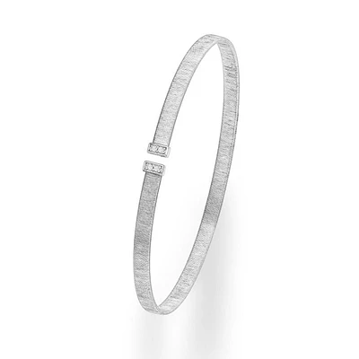 14kt Italian Silk .04ct Diamond Cuff in White Gold BG2318 | Hannoush Jewelers