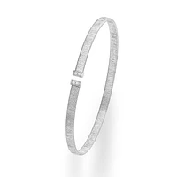 14kt Italian Silk .04ct Diamond Cuff in White Gold BG2318 | Hannoush Jewelers