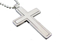 Stainless Steel Men's 24 Inch chain with Large Cross - BJP64 | Hannoush Jewelers