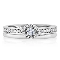 10k White gold diamond bridal set BS1809-W1Q37-O | Hannoush Jewelers