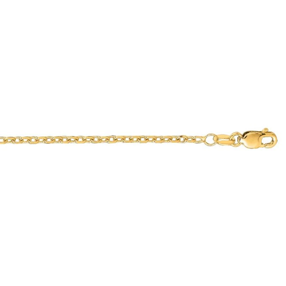 14kt 30" Yellow Gold Diamond Cut Cable Link Chain with Lobster Clasp CAB050-30 | Hannoush Jewelers