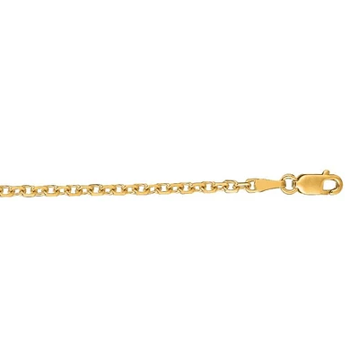 14kt 20" Yellow Gold Diamond Cut Cable Link Chain with Lobster Clasp CAB060-20 | Hannoush Jewelers