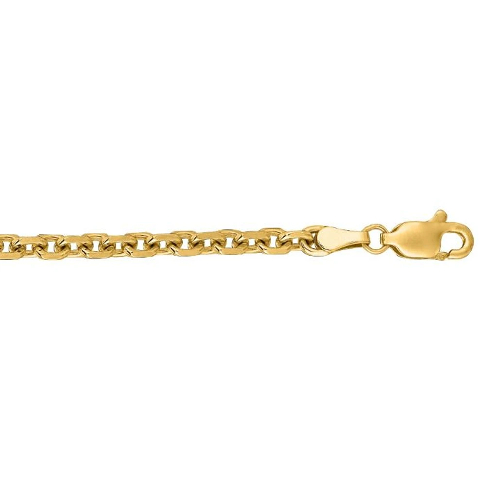 14kt 24" Yellow Gold Diamond Cut Cable Link Chain with Lobster Clasp CAB100-24 | Hannoush Jewelers