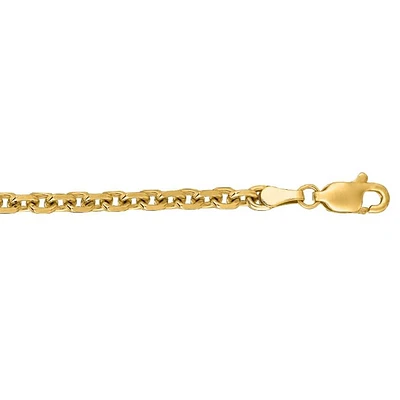 14kt 24" Yellow Gold Diamond Cut Cable Link Chain with Lobster Clasp CAB100-24 | Hannoush Jewelers