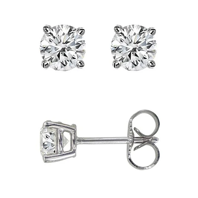 14Kt White Gold .50Ct Princess Diamond Stud Earring DWGE606 | Hannoush Jewelers