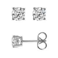 14Kt White Gold .50Ct Princess Diamond Stud Earring DWGE606 | Hannoush Jewelers