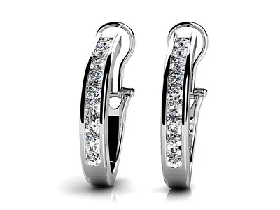 0.50CTW DIAMOND HOOP EARRING WITH OMEGA BACK | Hannoush Jewelers