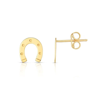 14kt Gold Yellow Finish 8.4x8.8mm Polished Horseshoe Stud Earring with Push Back Clasp ER11339 | Hannoush Jewelers