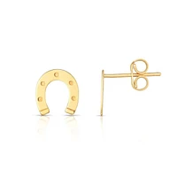 14kt Gold Yellow Finish 8.4x8.8mm Polished Horseshoe Stud Earring with Push Back Clasp ER11339 | Hannoush Jewelers