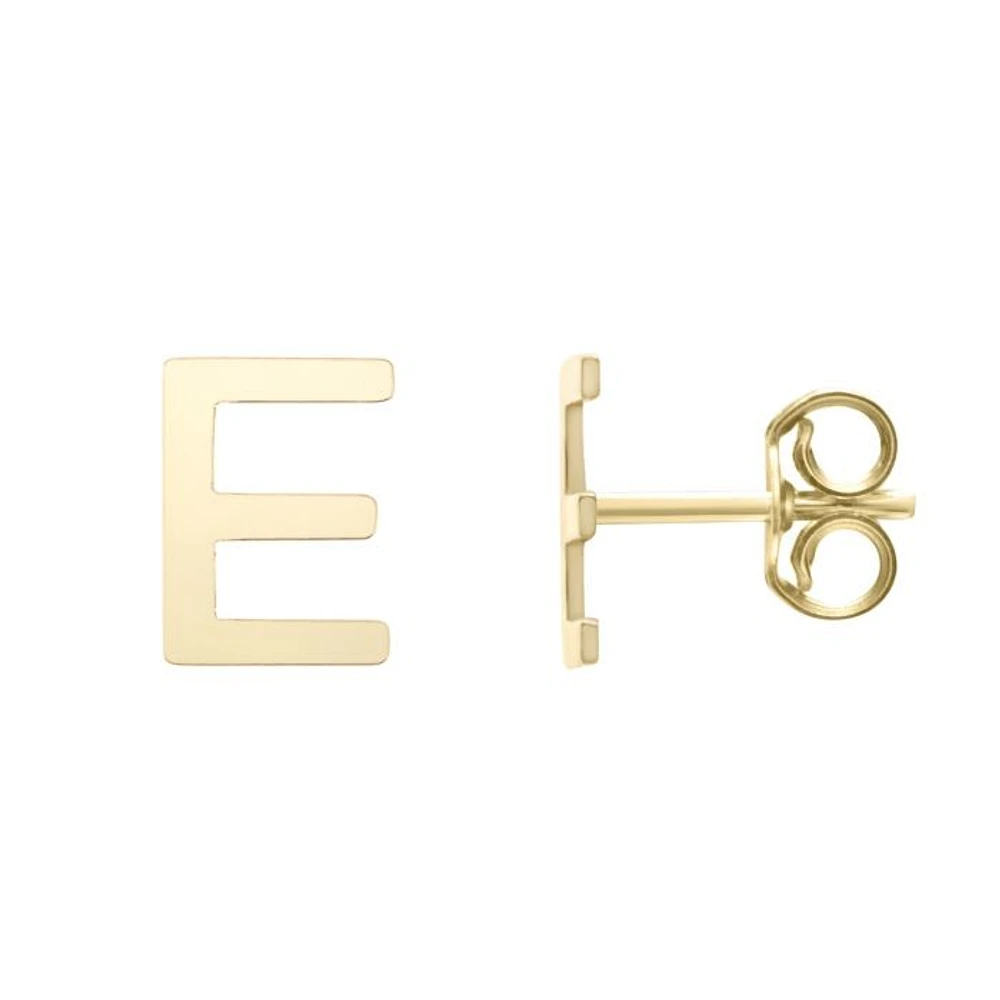 14kt Yellow Gold Polished Initial-E Post Earring ERE11192 | Hannoush Jewelers