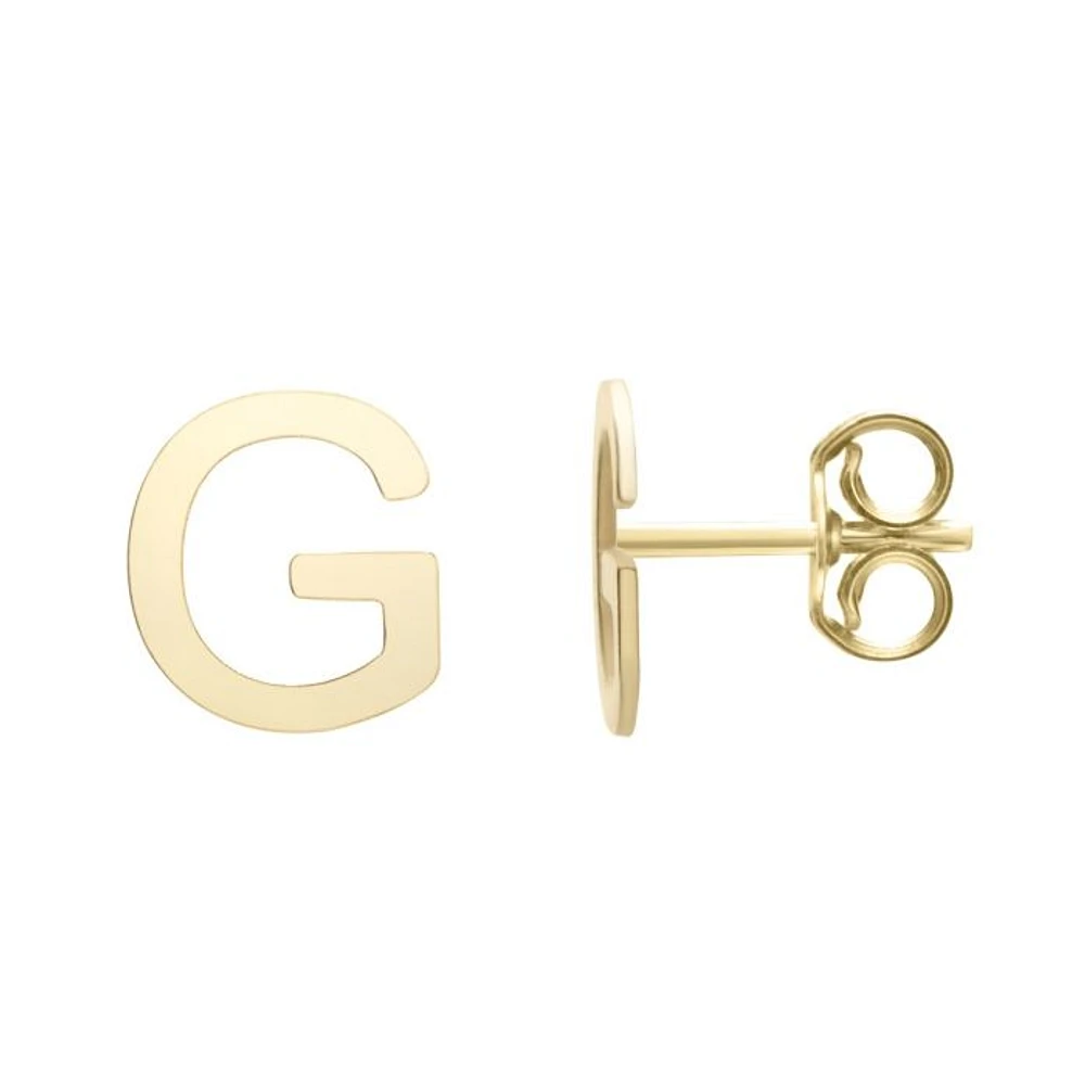 14kt Yellow Gold Polished Initial-G Post Earring ERG11192 | Hannoush Jewelers