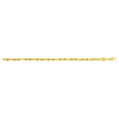 14kt Gold 26" Yellow Finish Diamond Cut Figarope Necklace with Lobster Clasp FGRP110-26 | Hannoush Jewelers