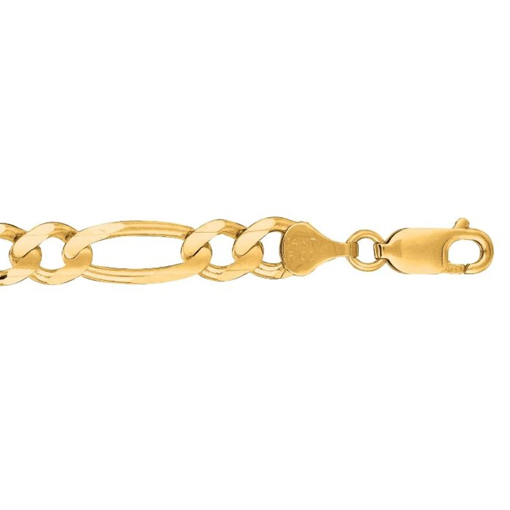 14kt 22" Yellow Gold Diamond Cut Alternate 3+1 Classic Figaro Chain with Lobster Clasp FIG180-22 | Hannoush Jewelers