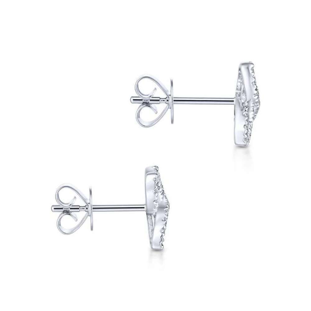 Gabriel & Co. - EG13488W45JJ - 14K White Gold Open Floral Pavï¾‚ Diamond Stud Earrings | Hannoush Jewelers