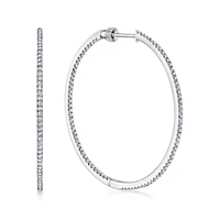 Gabriel & Co. - EG13503W45JJ - 14K White Gold French Pavï¾‚ 40mm Round Inside Out Diamond Hoop Earrings | Hannoush Jewelers