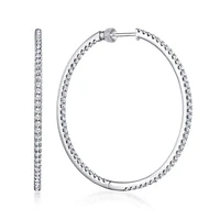 Gabriel & Co. - EG13505W45JJ - 14K White Gold French Pavï¾‚ 40mm Round Inside Out Diamond Hoop Earrings | Hannoush Jewelers