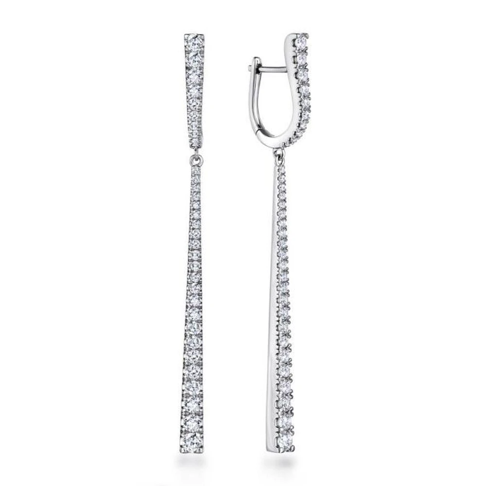 Gabriel & Co. - EG13527W84JJ - 18K White Gold Long Diamond Bar Huggies | Hannoush Jewelers