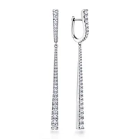 Gabriel & Co. - EG13527W84JJ - 18K White Gold Long Diamond Bar Huggies | Hannoush Jewelers