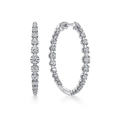 Gabriel & Co. - EG13821W45JJ - 14K White Gold 40mm Round Classic Inside Out Diamond Hoop Earrings | Hannoush Jewelers