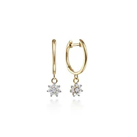 Gabriel & Co. - EG14024Y45JJ - 14K Yellow Gold Huggies with Pavﾂ Diamond Star Drops | Hannoush Jewelers