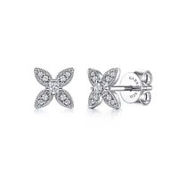 Gabriel & Co. - EG14034W45JJ - 14K White Gold Diamond Flower Stud Earrings | Hannoush Jewelers