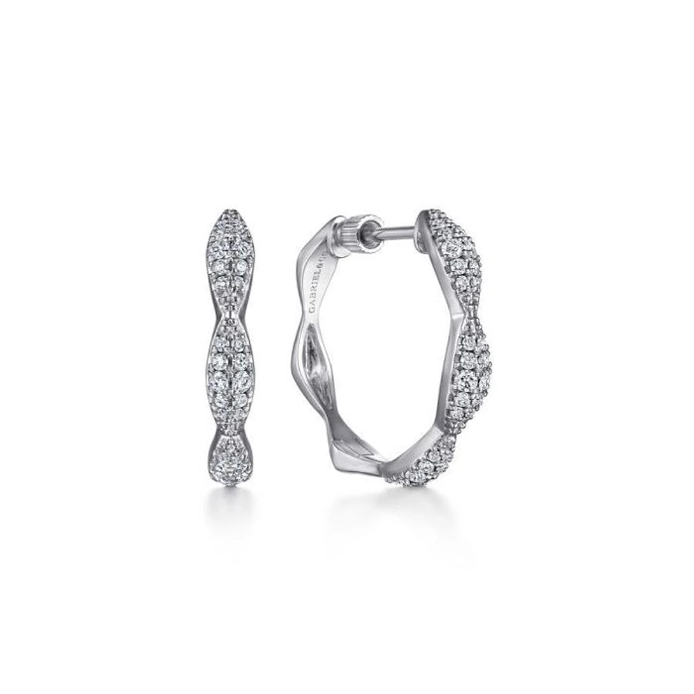 Gabriel & Co. - EG14213W45JJ - 14K White Gold 20MM Classic Diamond Hoop Earrings | Hannoush Jewelers