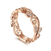 Gabriel & Co. - LR4593K45JJ - 14K Rose Gold Scrolling Floral Diamond Ring | Hannoush Jewelers