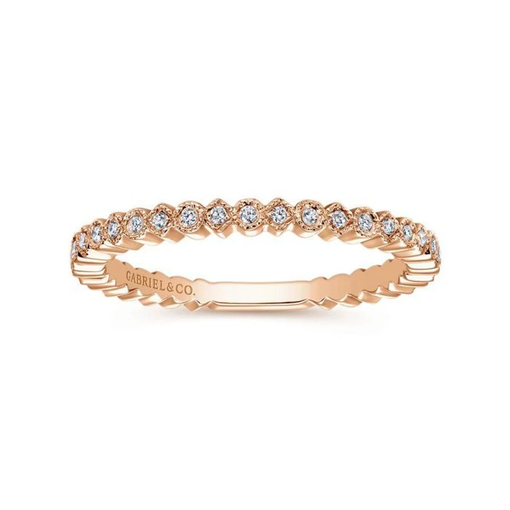 Gabriel & Co. - LR4801K45JJ - 14K Rose Gold Scalloped Stackable Diamond Band | Hannoush Jewelers