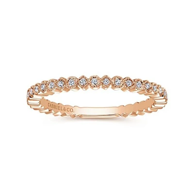 Gabriel & Co. - LR4801K45JJ - 14K Rose Gold Scalloped Stackable Diamond Band | Hannoush Jewelers