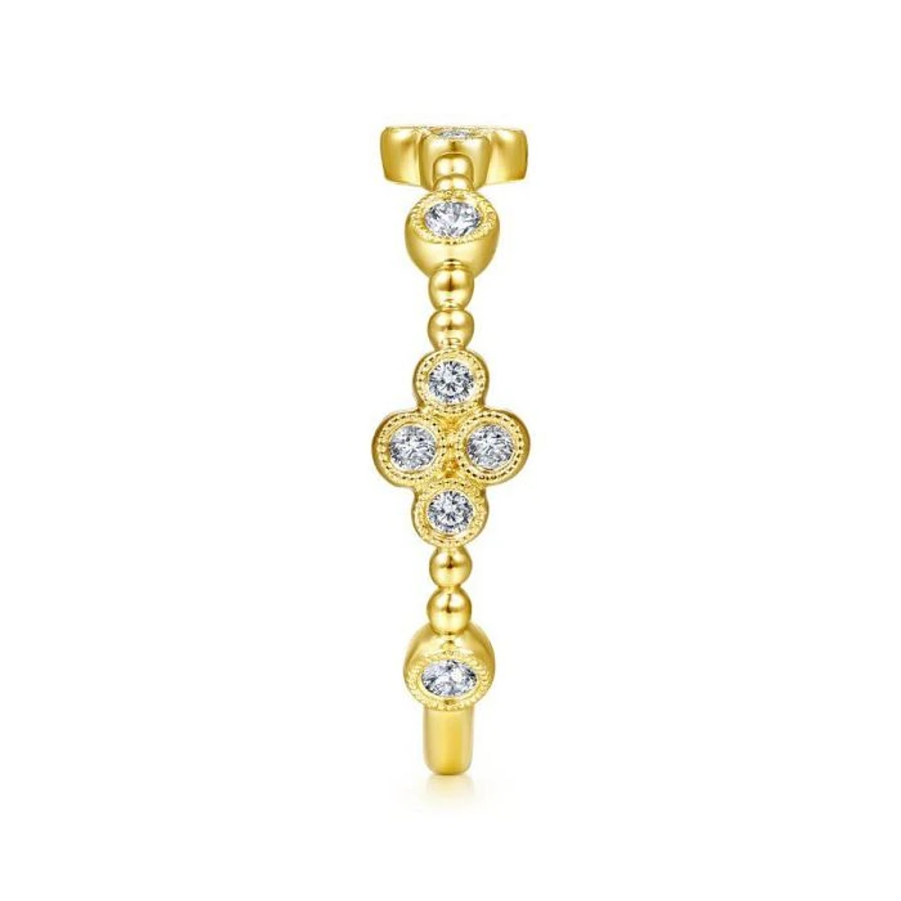 Gabriel & Co. - LR51473Y45JJ - 14K Yellow Gold Bezel Set Diamond Quatrefoil Station Ring | Hannoush Jewelers