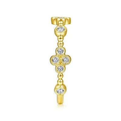 Gabriel & Co. - LR51473Y45JJ - 14K Yellow Gold Bezel Set Diamond Quatrefoil Station Ring | Hannoush Jewelers