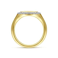 Gabriel & Co. - LR51521Y45JJ - 14K Yellow Gold Pinky Signet Ring with Diamond Halo | Hannoush Jewelers