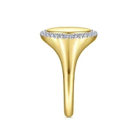 Gabriel & Co. - LR51521Y45JJ - 14K Yellow Gold Pinky Signet Ring with Diamond Halo | Hannoush Jewelers