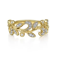 Gabriel & Co. - LR51641Y45JJ - 14K Yellow Gold Diamond Leaf Ring | Hannoush Jewelers