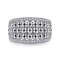 Gabriel & Co. - LR51897SVJWS - 925 Sterling Silver White Sapphire Wide Bujukan Ring | Hannoush Jewelers