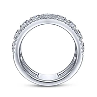 Gabriel & Co. - LR52007W45JJ - 14K White Gold Three Row Diamond Station Ring | Hannoush Jewelers