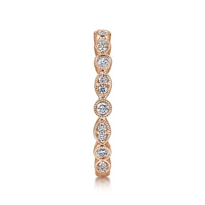 Gabriel & Co. - LR5701K45JJ - 14K Rose Gold Marquise and Round Station Diamond Ring | Hannoush Jewelers