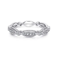 Gabriel & Co. - LR6319W45JJ - 14K White Gold Scalloped Stackable Diamond Ring | Hannoush Jewelers