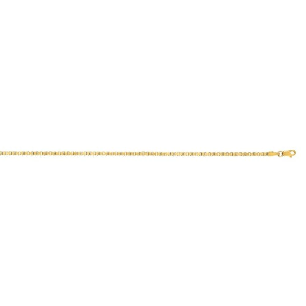 14kt Gold 24" Yellow Finish Shiny Square Hollow Classic Box Chain with Lobster Clasp HBOX110-24 | Hannoush Jewelers