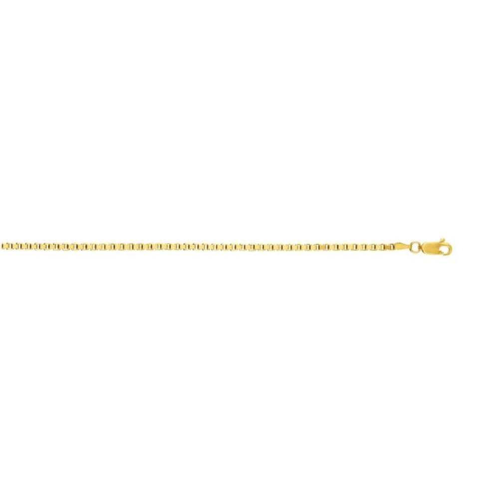 14kt Gold 24" Yellow Finish Shiny Square Hollow Classic Box Chain with Lobster Clasp HBOX115-24 | Hannoush Jewelers